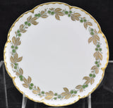 Antique Set of 12 Haviland Limoges Gold and Green Porcelain Chestnut Plates
