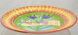 Large Hand Painted Lamas Pottery Italy 14 Inch Charger Tulips and Dove
