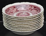 Set of 10 Vintage Masons Pink Vista Berry Bowls