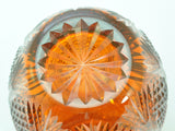 Heavy Cut Cased Glass Orange Amber Oval Vase Signed McDermott Ayotte 2008