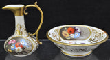 Antique Derby Flower Painted Miniature Doll's Pitcher and Basin circa 1800