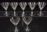 Set of 7 Orrefors Coronation Cut Crystal 4 1/2 Inch V Shaped Cocktail Glasses