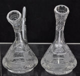 Pair of Vintage Bohemian Clear Cut Glass Cruets in the Persian Style