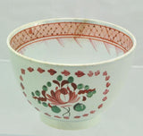 Chinoiserie Pink Floral Hand Painted Pearlware Cup c 1810