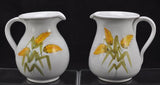 Pair of Hand Painted Italian Faience Harvest Wheat Pitchers Pippo Cetona