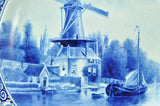 Antique Royal Delft De Porceleyne Fles Hand Painted Blue & White Charger 1908