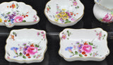 Set of 4 Vintage Royal Crown Derby Hand Painted Floral Trinket Trays