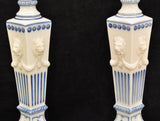 Pair of Royal Copenhagen Blue Fluted Lion Mask Candlesticks Pattern 15