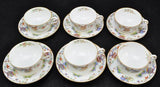 Set of 6 Vintage Royal Worcester Pekin 9454 Bone China Tea Cups and Saucers 1912
