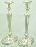 Pair of Antique Victorian Fluted Silver Plate Candlesticks Late 19th Century