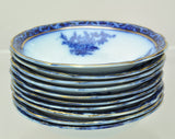 Set of 10 Antique Stanley Flow Blue Touraine 5 Inch Berry Bowls 1920s