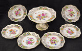 Carl Thieme Antique Dresden HP Floral Porcelain 7 Piece Dessert Set 19th Century