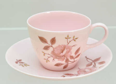 Wedgwood Pink Alpine Rose Teacup and Saucer circa 1960