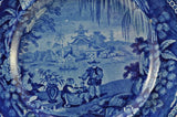 Antique Dark Blue Transfer Staffordshire Willow Border Plate Enoch Wood 1825