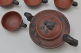 Chinese Yixing Cherry Blossom Zisha 6 Piece Teapot Tea Set